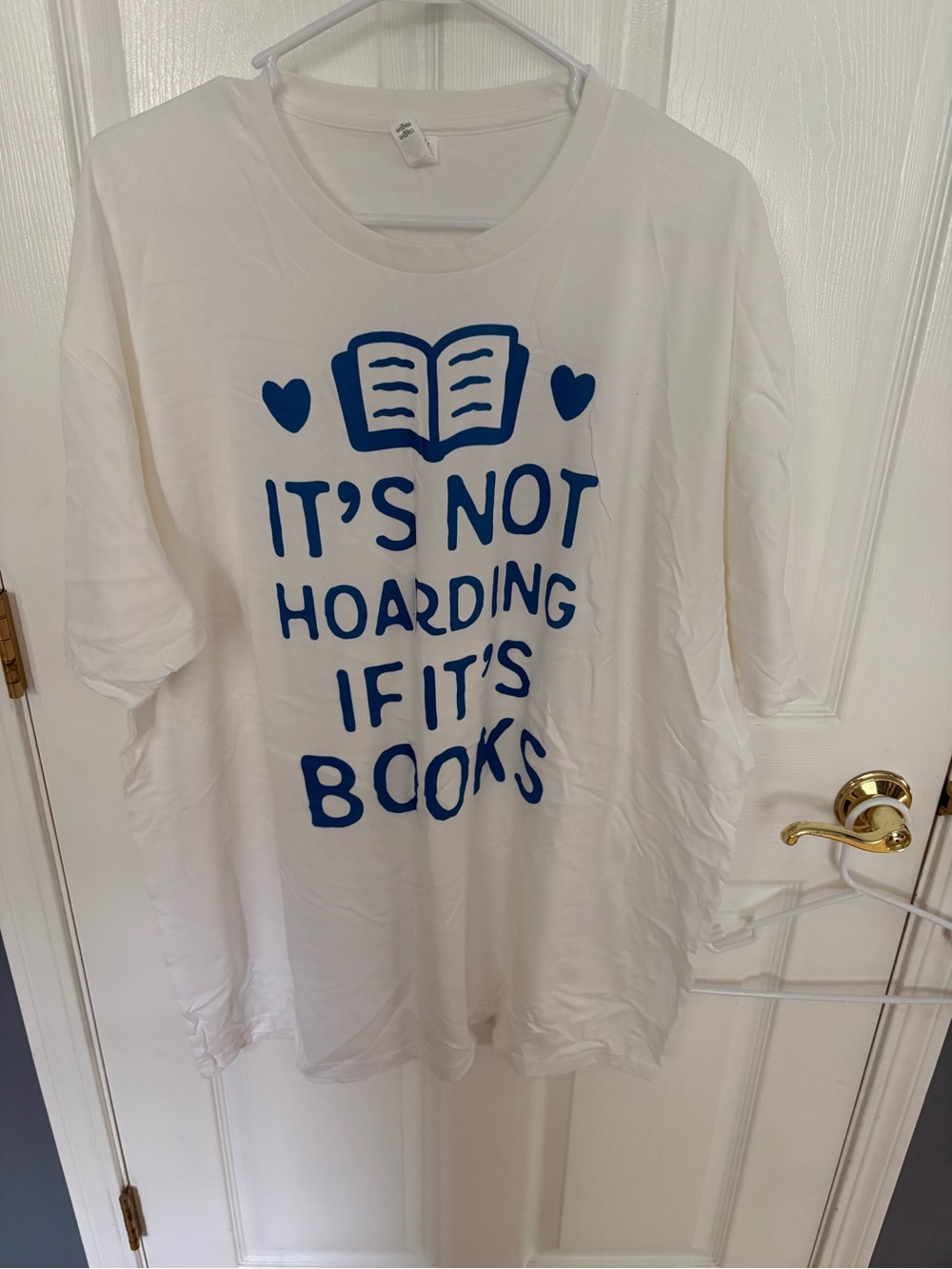 New White Graphic "It's Not Hoarding If It's Books" Tee - 3XL